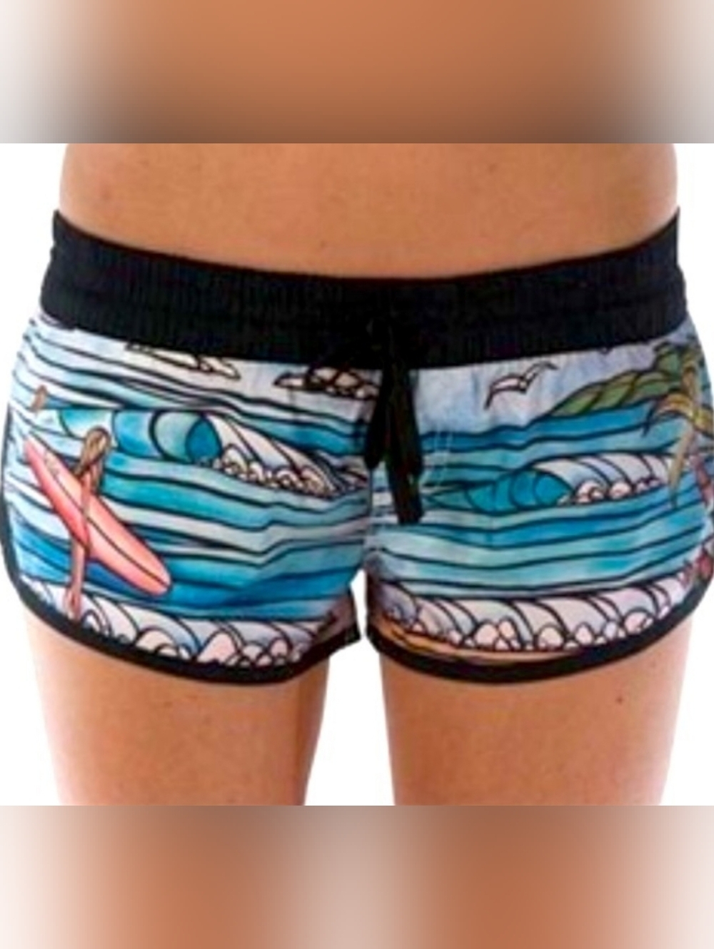 Rip Curl Sunset Beach 2-in Board Shorts Large Palm Trees Surfboards Tropical